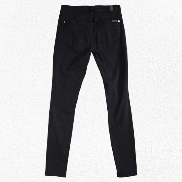 7FAM Matte Black High Waisted Stretch 7 for all mankind The Skinny Jeans Size 26 - Picture 11 of 11